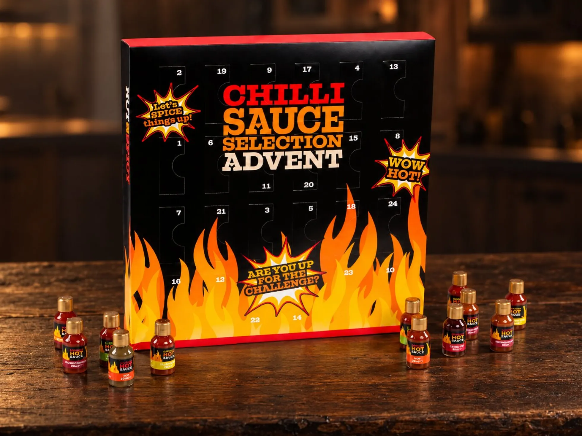 Adventskalender mit Chilisaucen