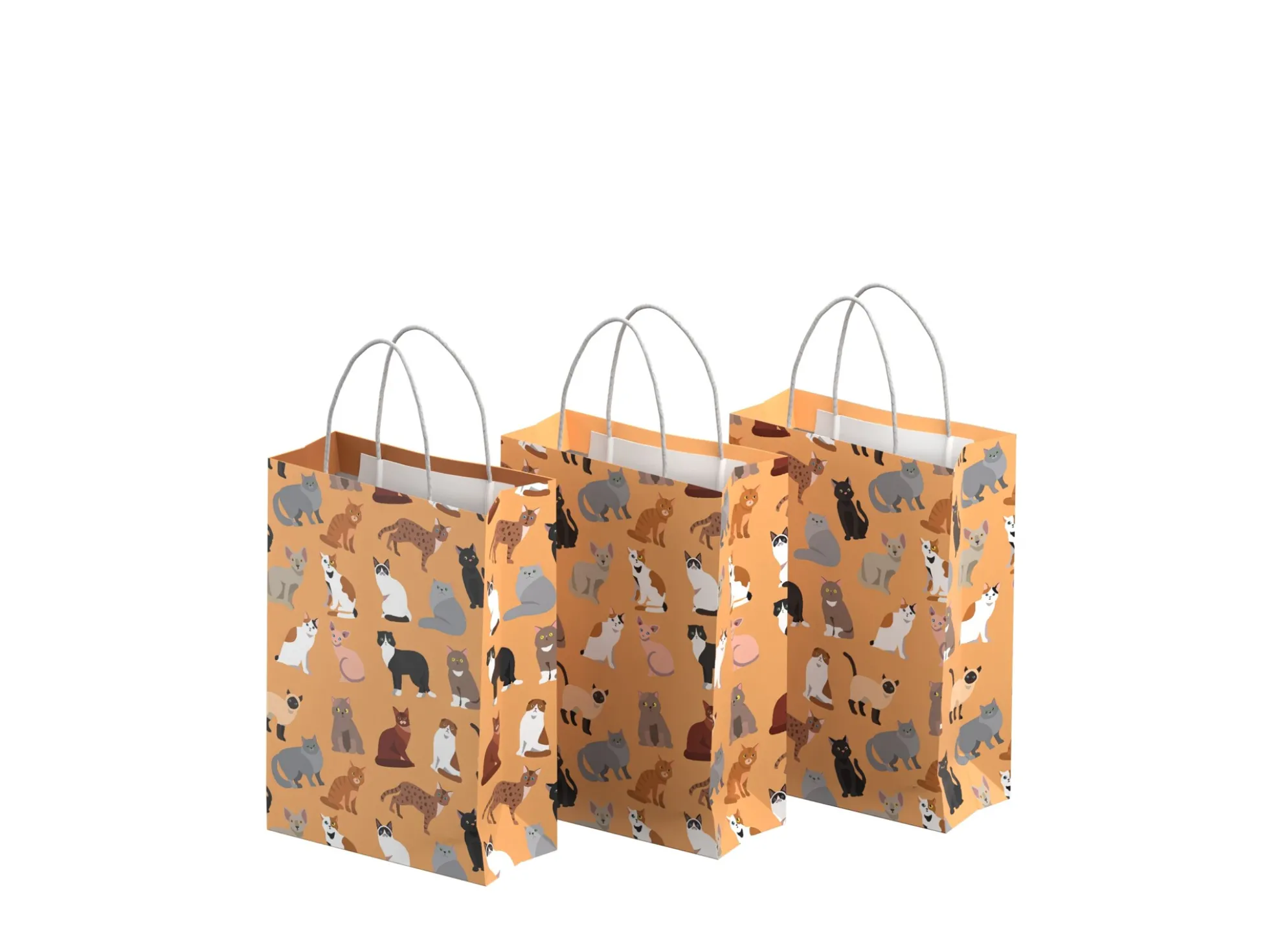 Geschenktüten 3er-Pack - Katzen - Mittel