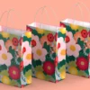 Geschenktüten 3er-Pack - Rosa Blumen - Groß