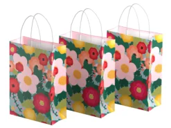 Geschenktüten 3er-Pack - Rosa Blumen - Groß