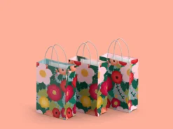 Geschenktüten 3er-Pack - Rosa Blumen - Mittel