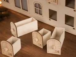 Holz-Adventskalender mit Beleuchtung