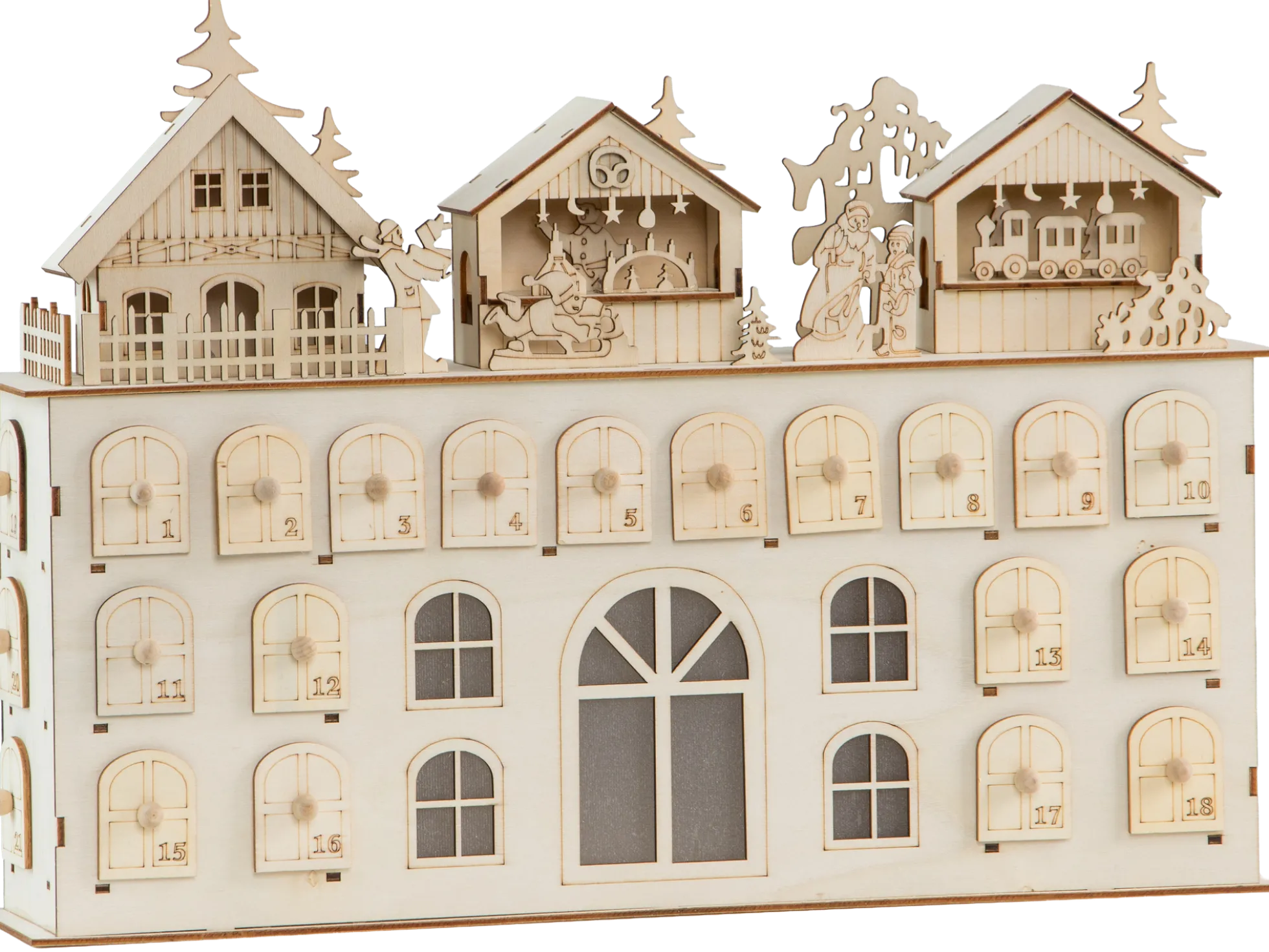Holz-Adventskalender mit Beleuchtung