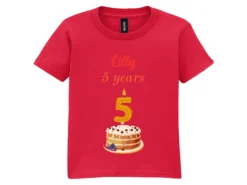Kinder-T-Shirt mit eigenem Text – Geburtstagsmotiv