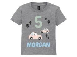 Kinder-T-Shirt mit eigenem Text – Geburtstagsmotiv