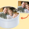Persönliche Aufbewahrungsbox aus Metall mit Foto - Rund