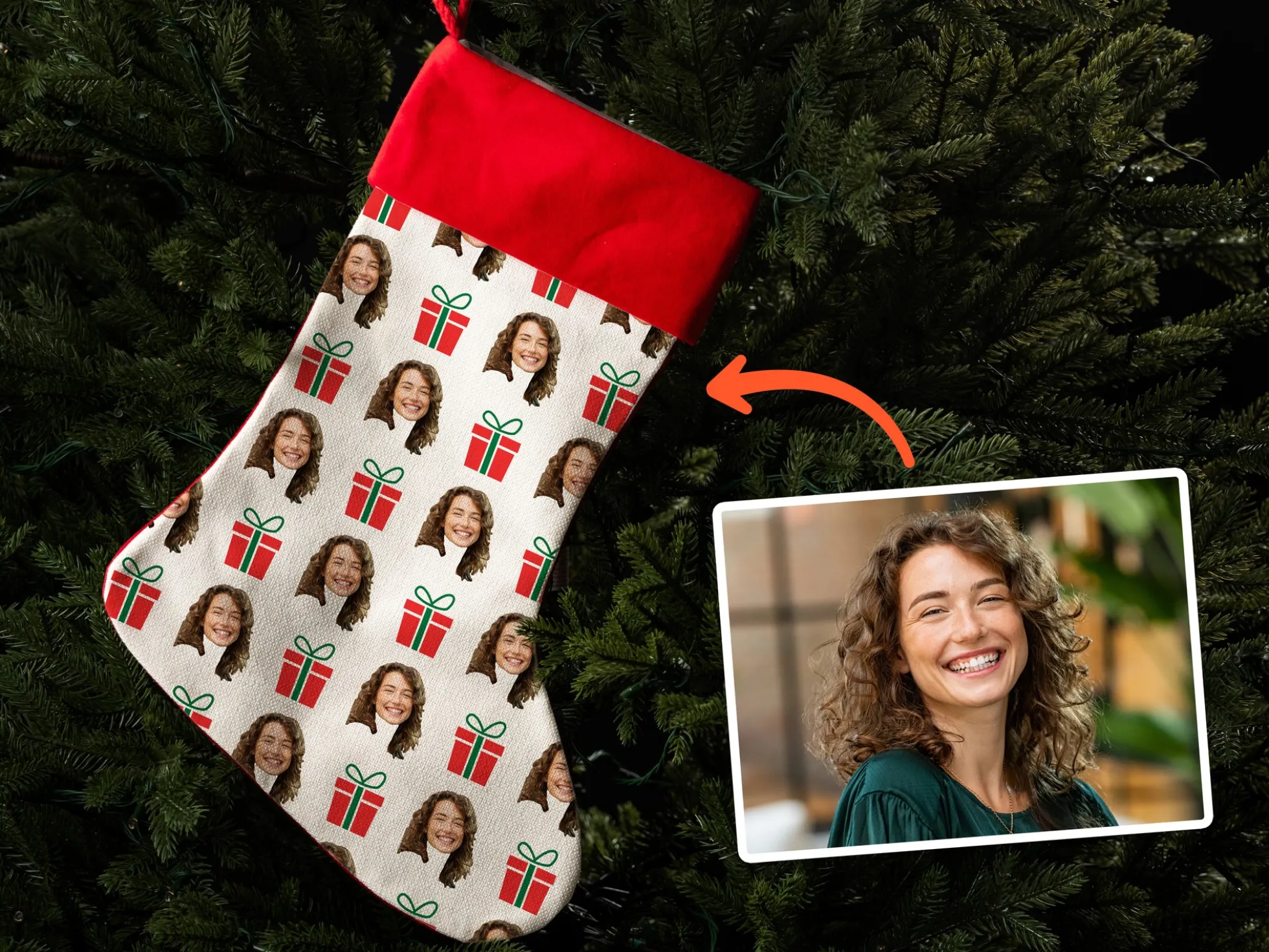Persönlicher Weihnachtsstrumpf mit Foto