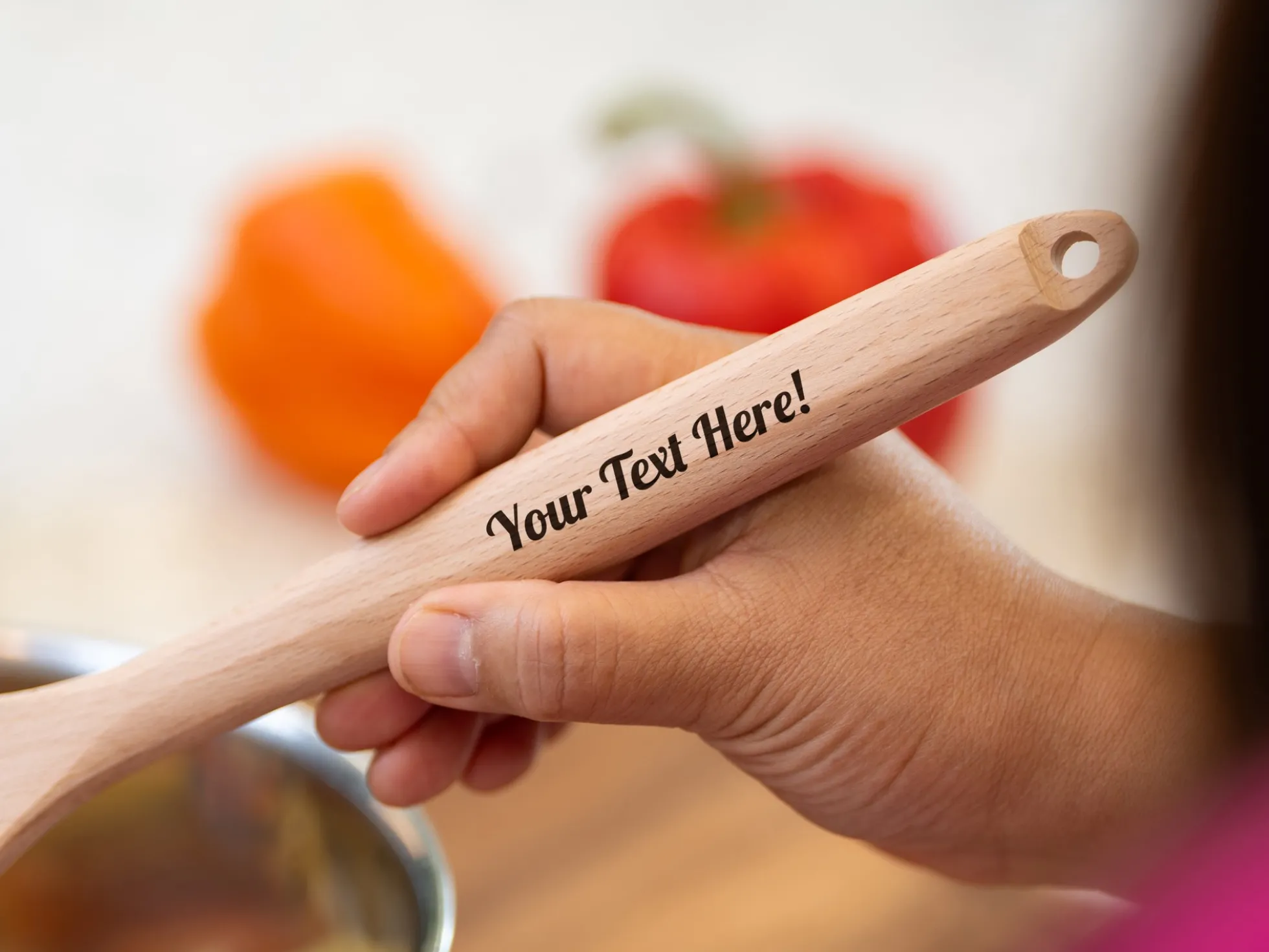 Personalisierter Holzlöffel mit langem Text