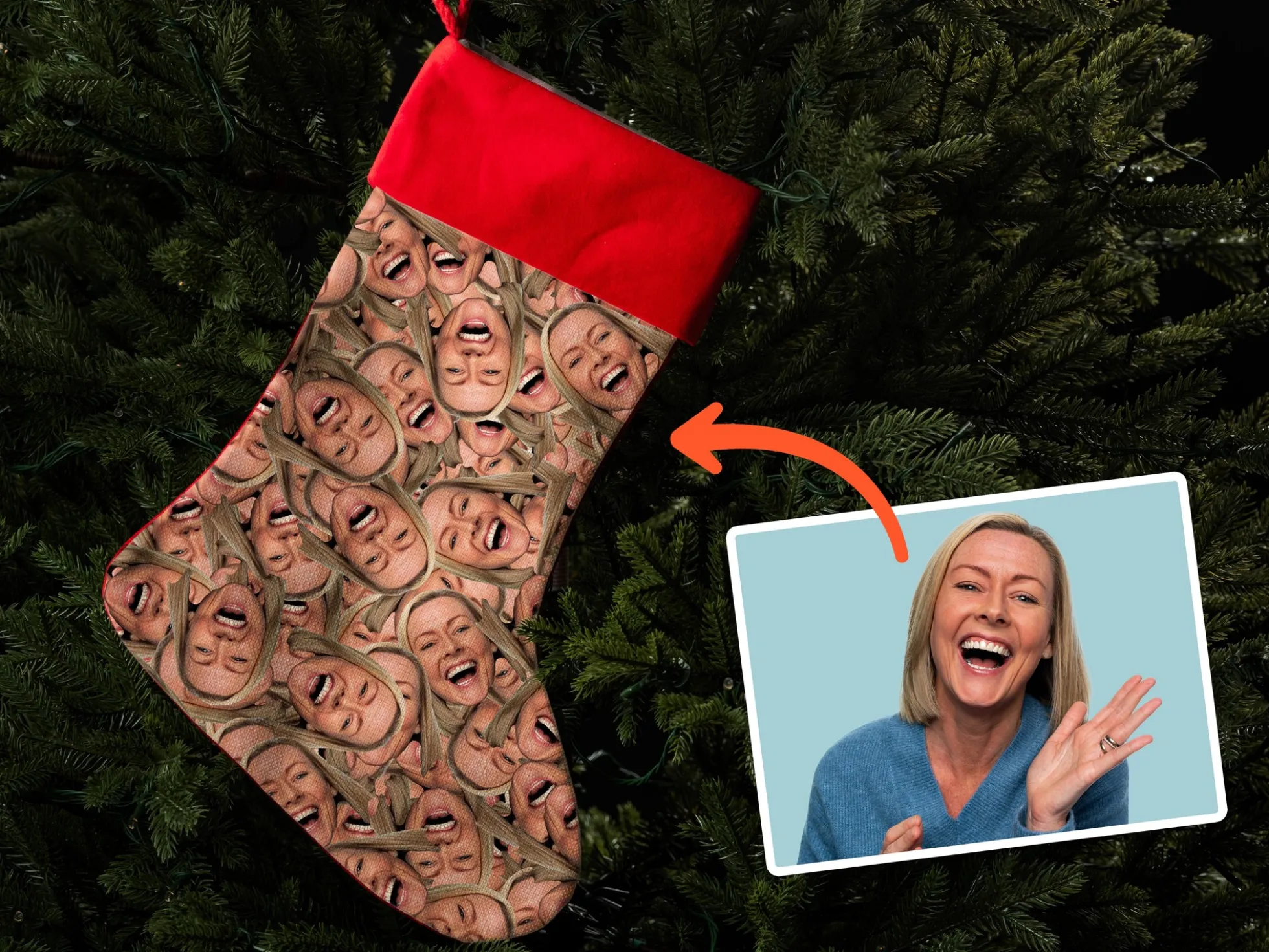 Personalisierte Weihnachtsstrumpf mit Foto - Multiface