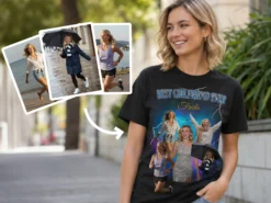 Premium T Shirt mit Fotocollage – 90s Design