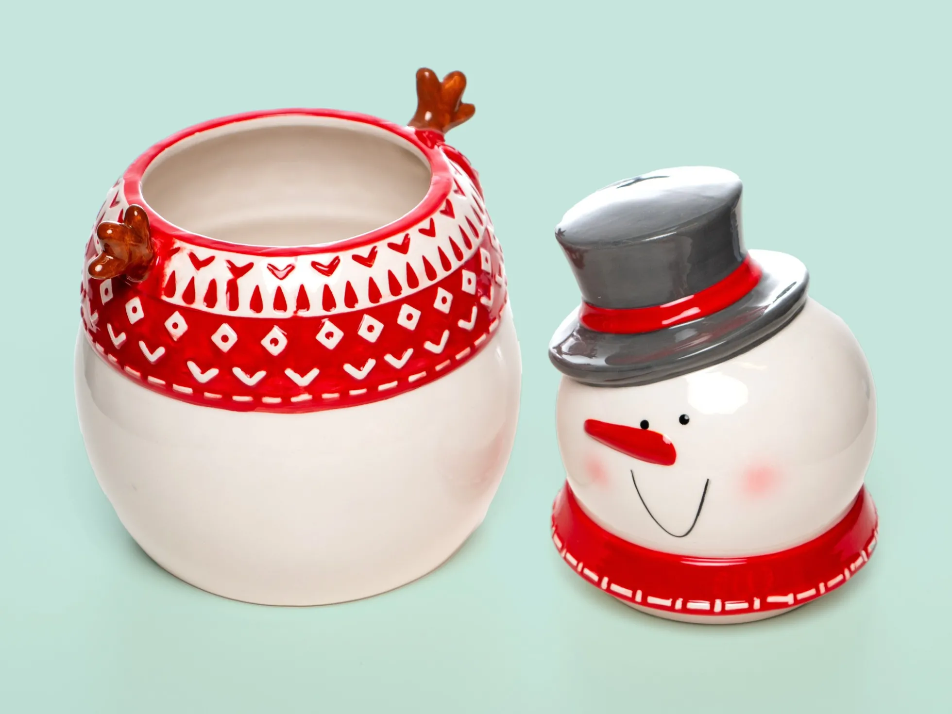 Schale mit Deckel - Schneemann