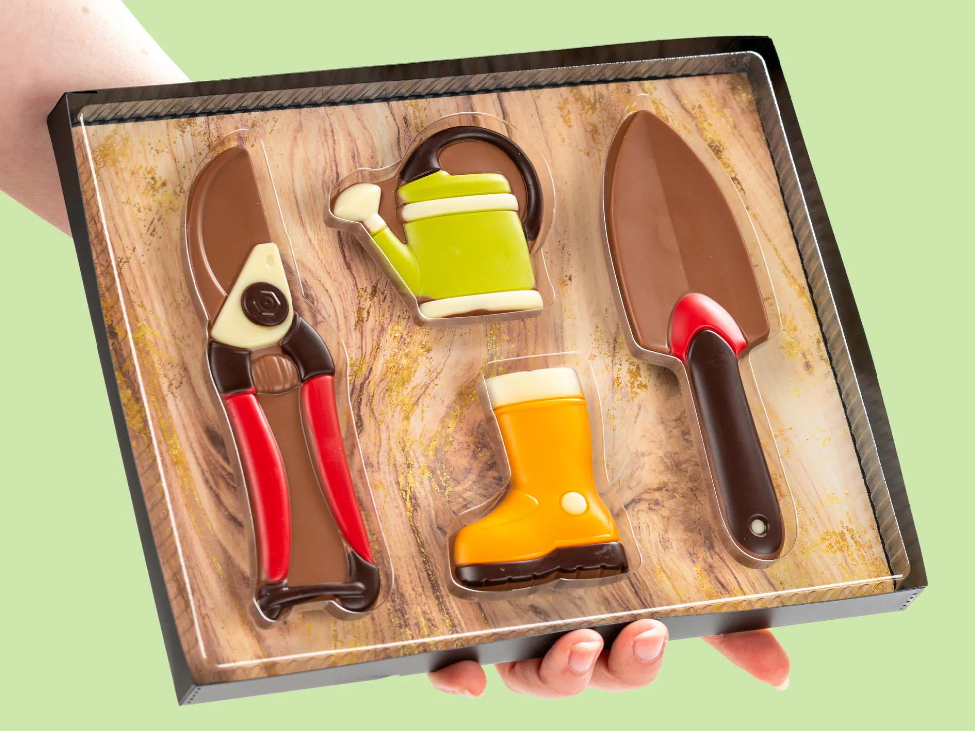 Schokoladengeschenkbox Gartengeräte