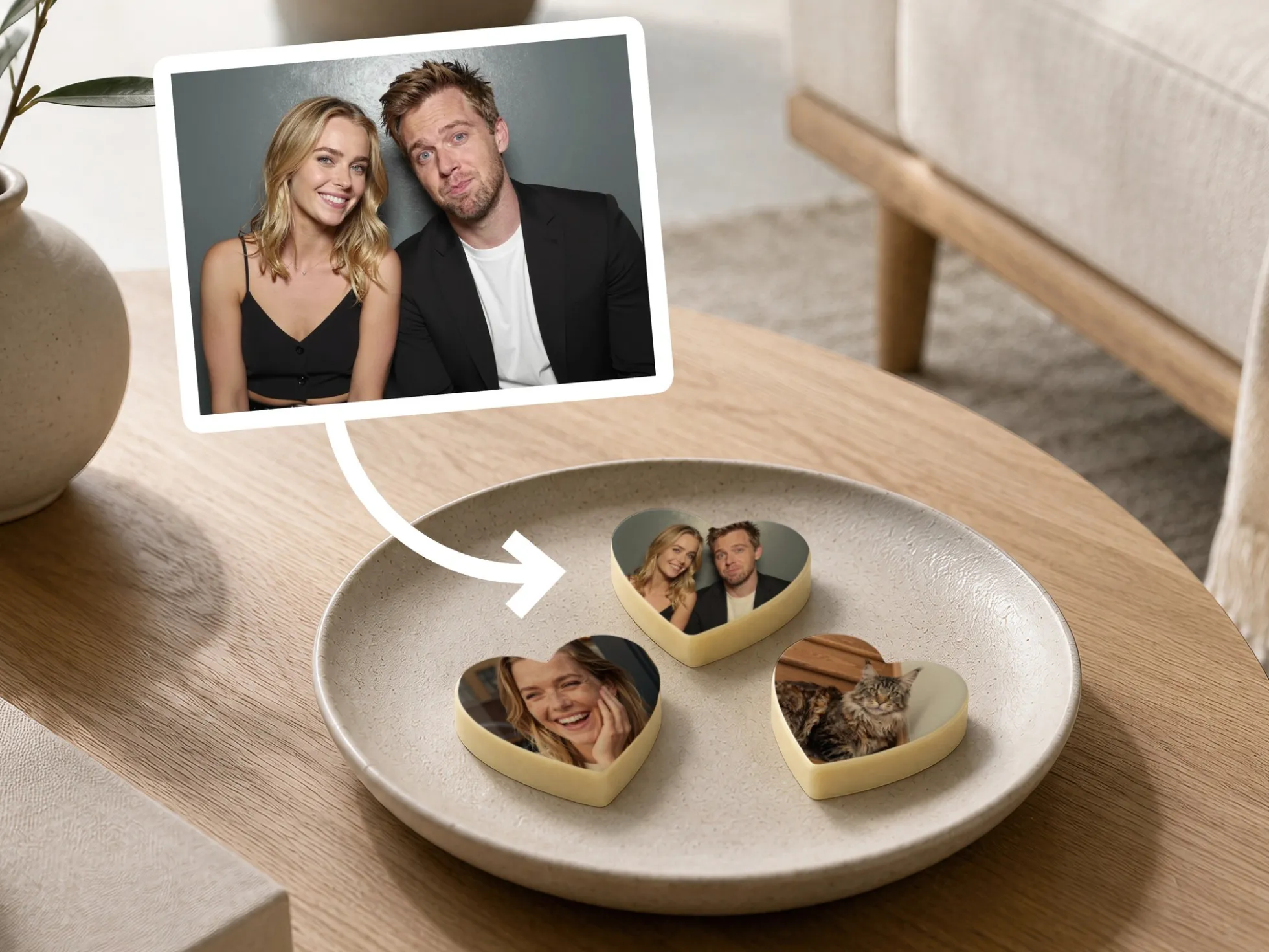 Schokoladenherzen mit Foto – 3er Pack