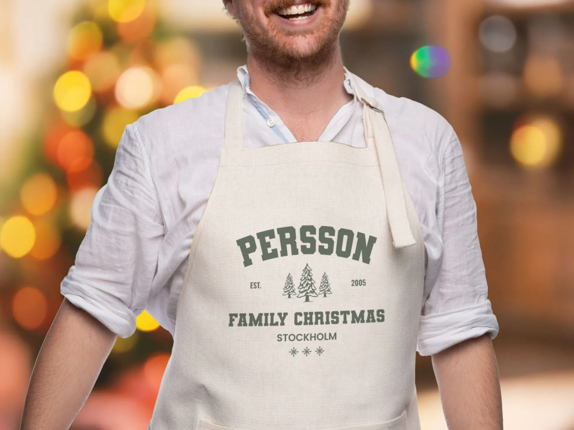 Schürze mit eigenem Text – Weihnachtsdesign