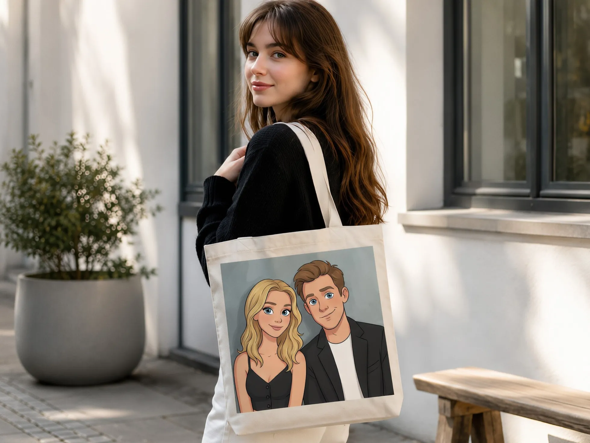 Stofftasche mit Foto – KI Druck