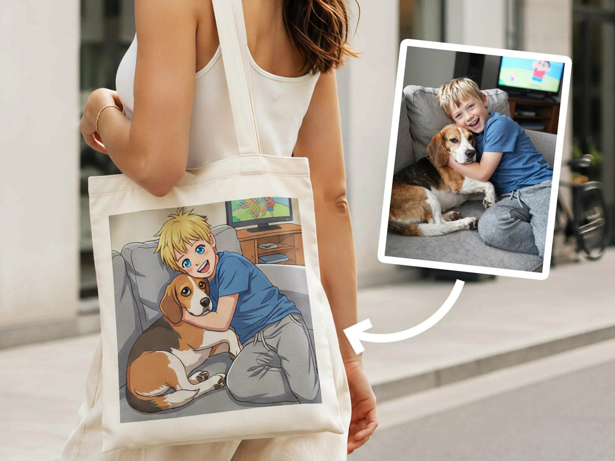 Stofftasche mit Foto – KI Druck