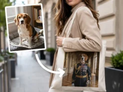 Stofftasche mit Foto – königliches Tierporträt