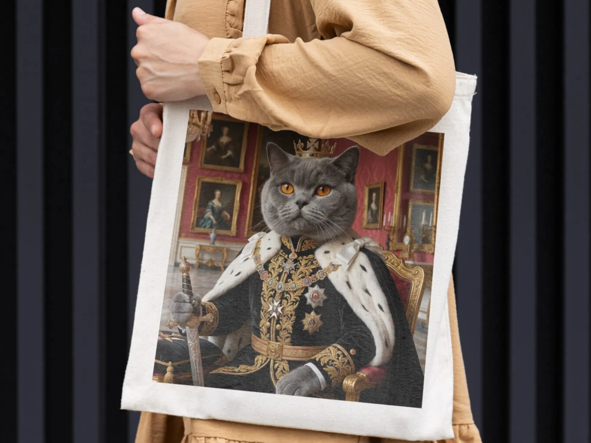 Stofftasche mit Foto – königliches Tierporträt