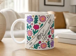 Tasse mit eigenem Text – Hand in Hand