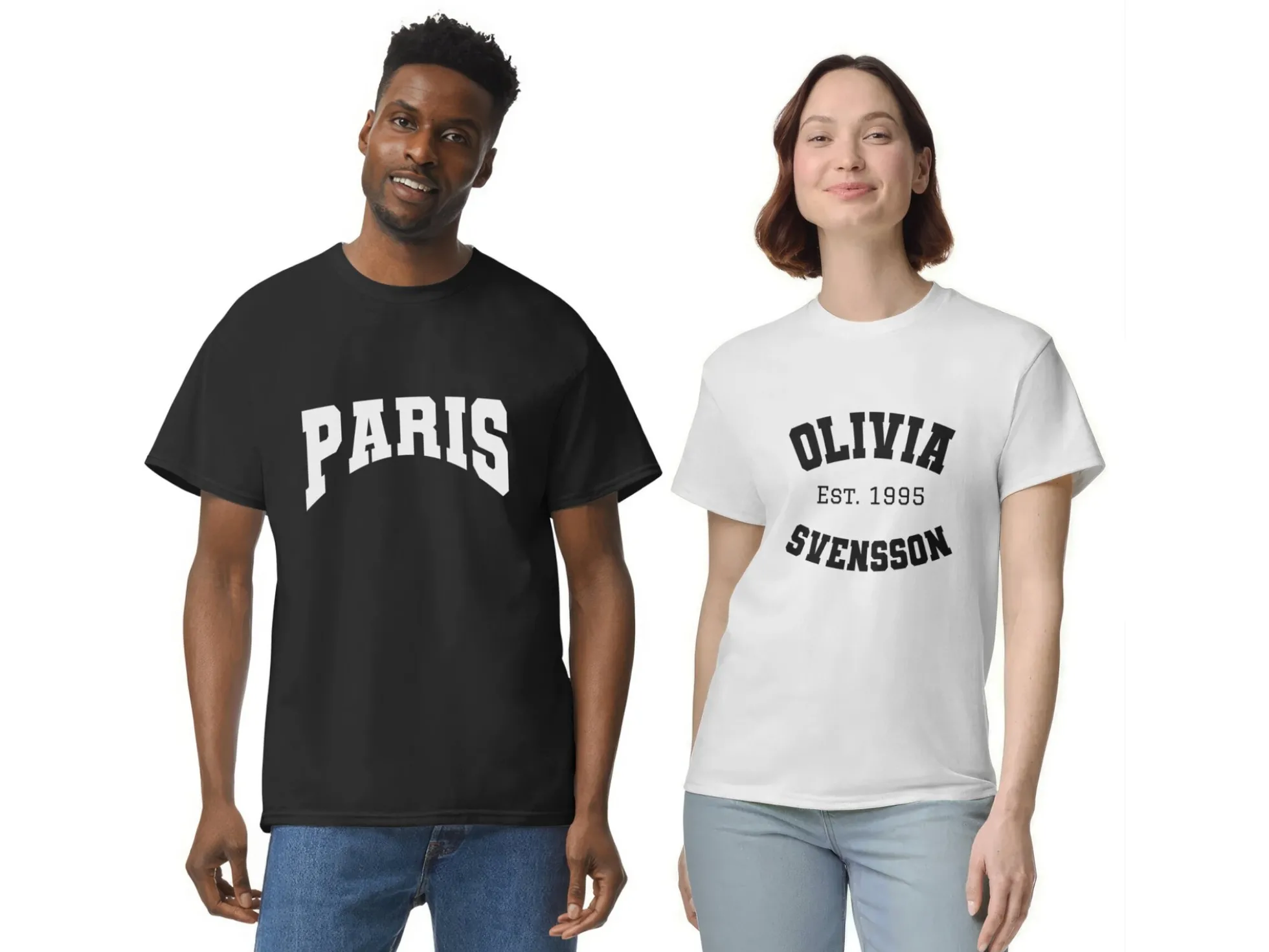 T-shirt mit eigenem Text im College-Stil