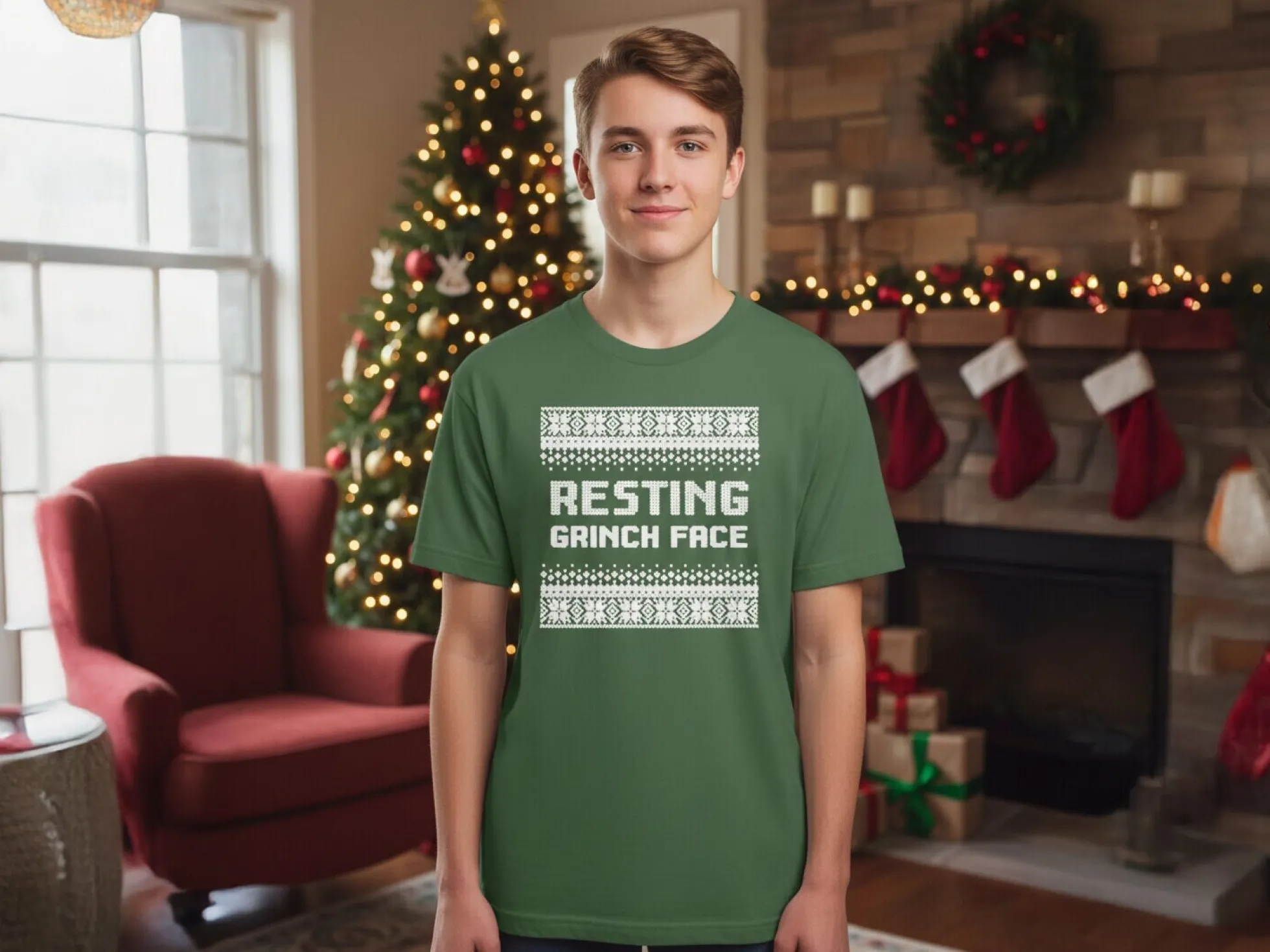 T-Shirt mit eigenem Text – Weihnachtsdesign