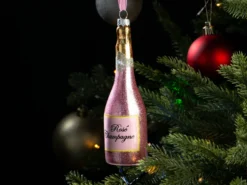 Weihnachtsbaumschmuck Rosé Sektflasche