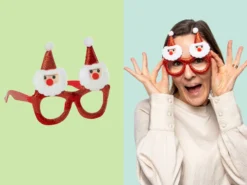 Weihnachtsbrille mit Weihnachtsmännern
