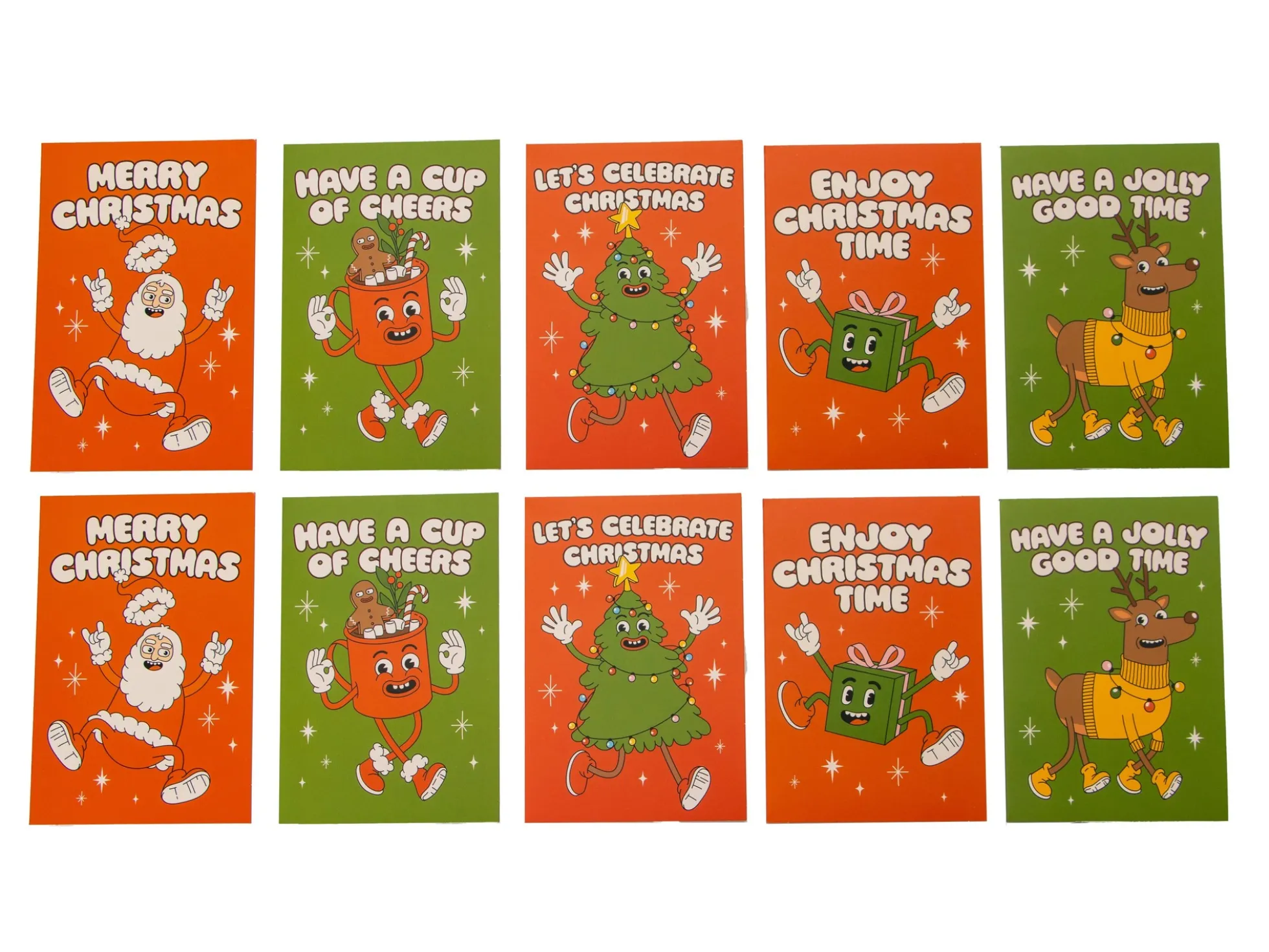 Weihnachtskarten Retro - 10er-Pack
