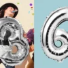 Zahlenballon Silber 6